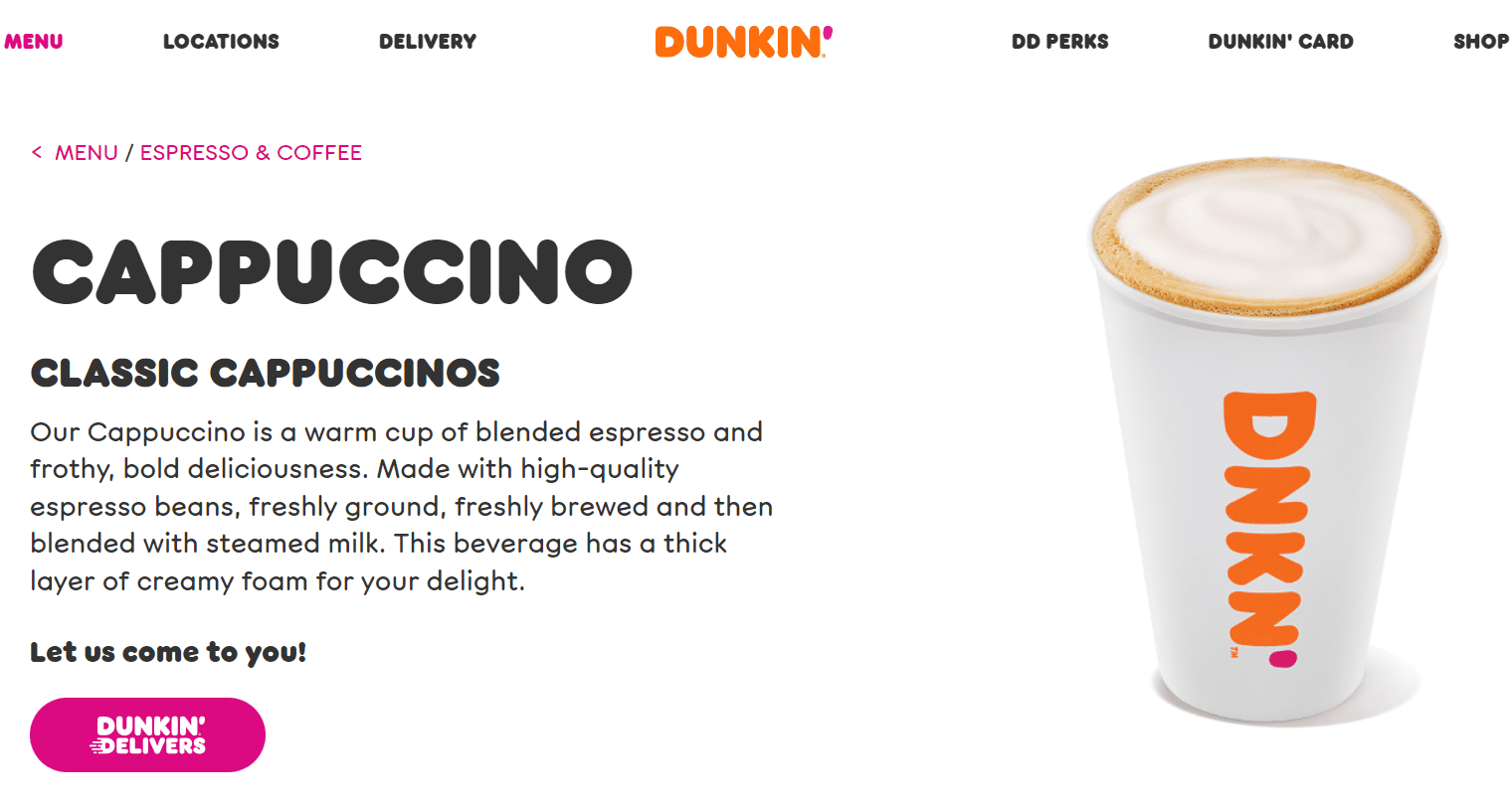 Dunkin’ Donuts Cappuccino